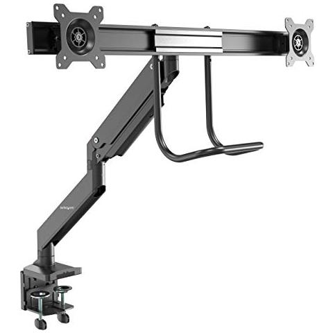 Supporto per doppio monitor Regolazione altezza sincronizzata Morsetto per monitor VESA da 17 ""a 32"" (ARMSLMBARDUO)  - Foto 1