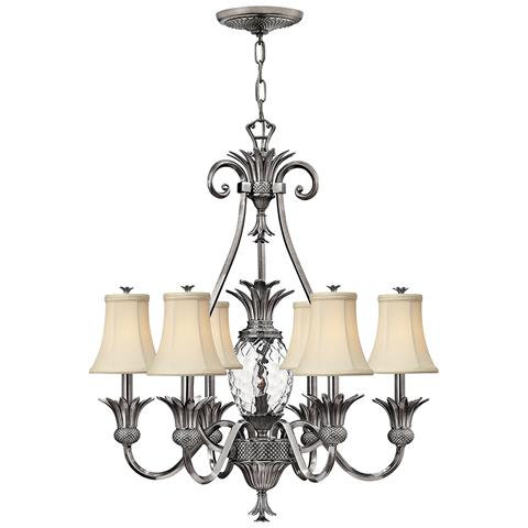 Lampadario A 7 Luci Multibraccio Finitura Nichel Lucido, Attacco E14 - Foto 2