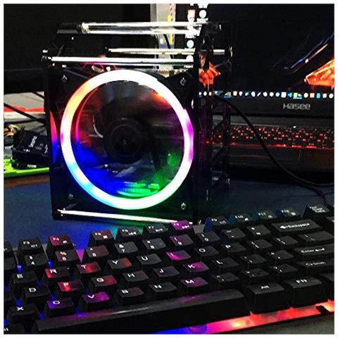 Lampone Pi Cassa Cluster Lampone Pi Rack Case Impilabile Cassa Con Ventola Da 120mm Rgb Led 5v Ventola Per Raspberry Pi 4b 3b 3b 2b B E Jetson Nano (4 Strati)  - Foto 2