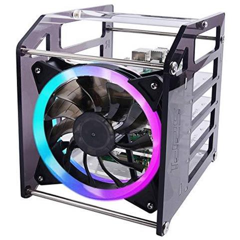 Lampone Pi Cassa Cluster Lampone Pi Rack Case Impilabile Cassa Con Ventola Da 120mm Rgb Led 5v Ventola Per Raspberry Pi 4b 3b 3b 2b B E Jetson Nano (4 Strati)  - Foto 1