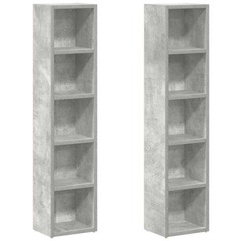 Scaffali CD 2pz Grigio Cemento 21x16x93,5 cm Legno Multistrato - Foto 1