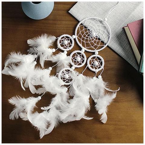 Acchiappasogni Con Piume Bianco 60 X 15 Cm - Foto 10