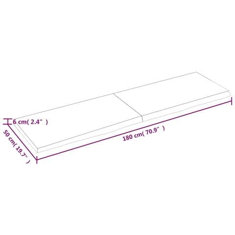 Ripiano Muro Marrone 180x50x (2-6) cm Massello Rovere Trattato - Foto 2