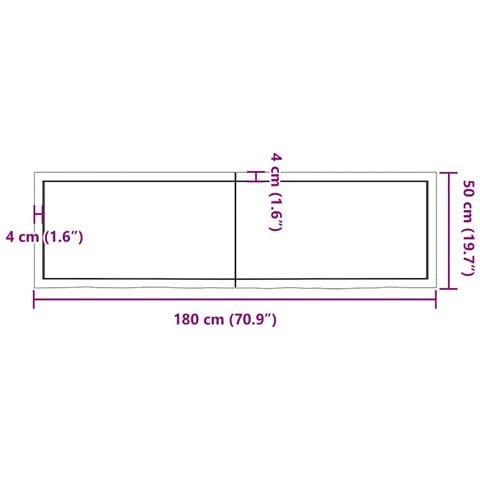 Ripiano Muro Marrone 180x50x (2-6) cm Massello Rovere Trattato - Foto 9