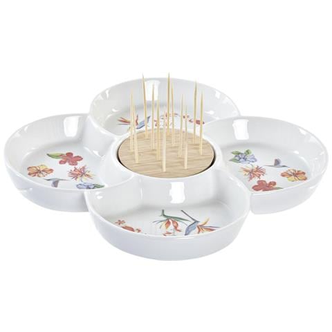 Vassoio Per Aperitivi Dkd Home Decor Naturale Multicolore Gres Tropicale 22 X 22 X 7 Cm - Foto 1