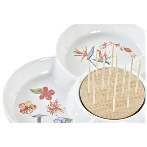 Vassoio Per Aperitivi Dkd Home Decor Naturale Multicolore Gres Tropicale 22 X 22 X 7 Cm - Foto 3