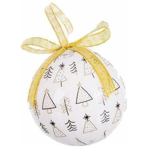 Palle Di Natale Bianco Dorato Carta Polyfoam 7,5 X 7,5 X 7,5 Cm (14 Unità) - Foto 2