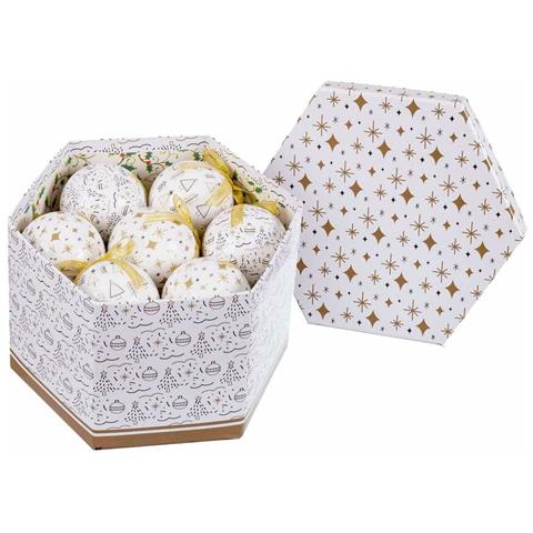 Palle Di Natale Bianco Dorato Carta Polyfoam 7,5 X 7,5 X 7,5 Cm (14 Unità) - Foto 3