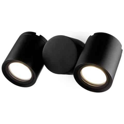 Lampada Da Parete Moderna Per Esterno Alluminio Nero 2 Luci Gu10 50w Ip54 - Foto 1