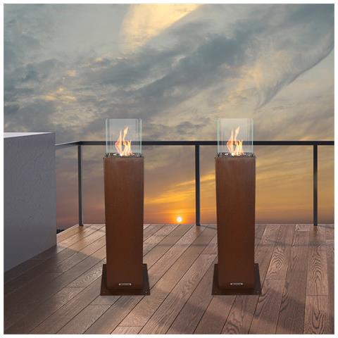 Camino A Bioetanolo Da Giardino Biocamino Per Esterno Capri 70 Ruggine - Foto 2