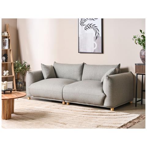 Divano 3 Posti Luvos Tessuto Grigio Chiaro - Foto 1