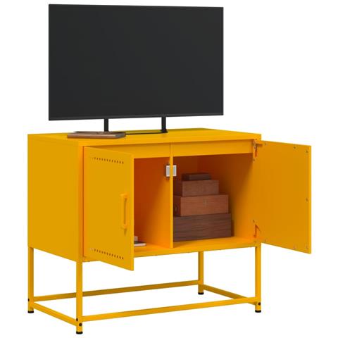Mobile Tv Giallo Senape 68,5x39x60,5 Cm In Acciaio - Foto 2