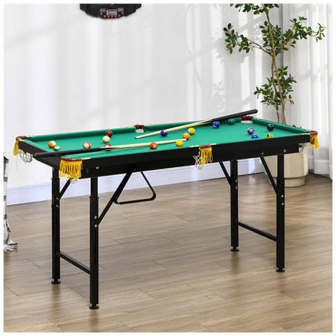 Tavolo Da Biliardo Ad Altezza Regolabile Con Accessori, In Mdf E Acciaio, 140x63x55-75 Cm, Verde - Foto 2