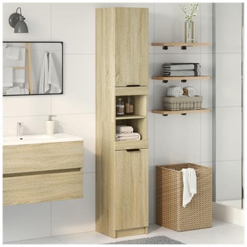 Armadietto Da Bagno Rovere Sonoma 32x34x188,5 Cm In Truciolato - Foto 1