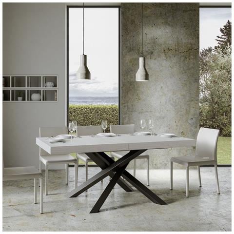 Tavolo Allungabile 90x180/284 Cm Volantis Premium Bianco Frassino Telaio Antracite - Foto 5