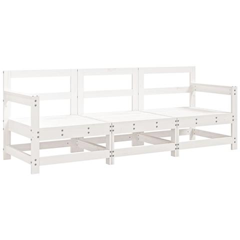 Set Salotto Da Giardino 3 Pz Bianco In Legno Massello Di Pino - Foto 2