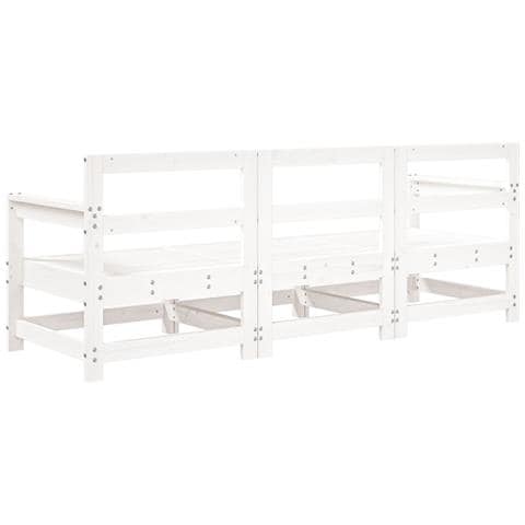 Set Salotto Da Giardino 3 Pz Bianco In Legno Massello Di Pino - Foto 3