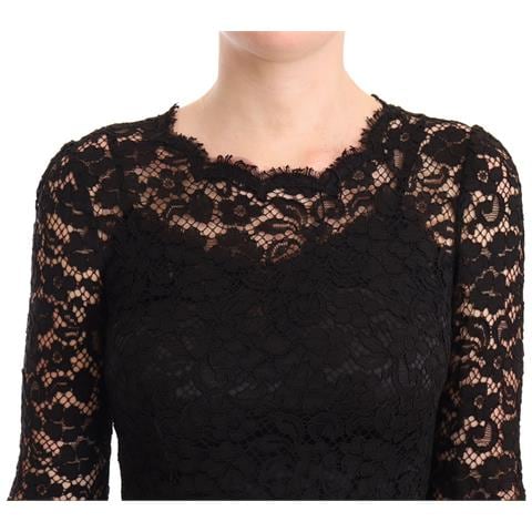 Abito A Maniche Lunghe A Sirena In Pizzo Di Cotone Nero - It38-xs - Foto 2