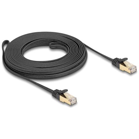 Cavo di rete piatto RJ45 con rivestimento intrecciato Cat. 6A U /FTP maschio-maschio 7,5 m nero - Foto 2