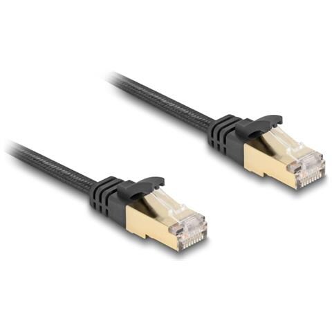 Cavo di rete piatto RJ45 con rivestimento intrecciato Cat. 6A U /FTP maschio-maschio 7,5 m nero - Foto 1