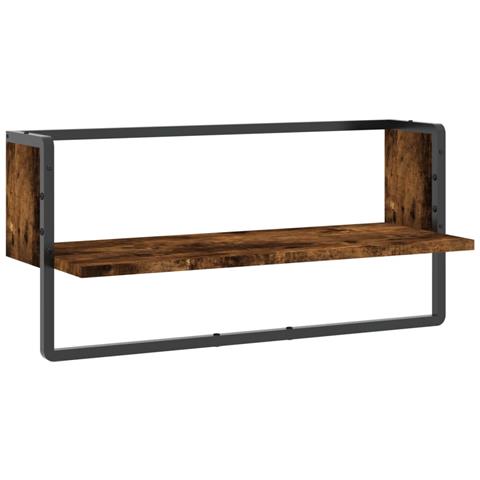 Mensola A Parete Con Asta Rovere Fumo 65x25x30 Cm - Foto 2
