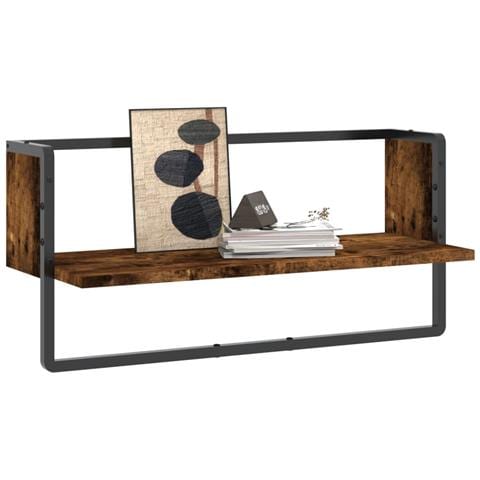 Mensola A Parete Con Asta Rovere Fumo 65x25x30 Cm - Foto 3