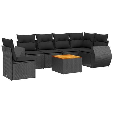 Set Divani Da Giardino Con Cuscini 7pz Nero Polyrattan - Foto 2