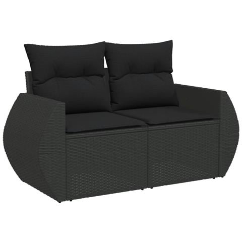 Set Divani Da Giardino Con Cuscini 7pz Nero Polyrattan - Foto 3