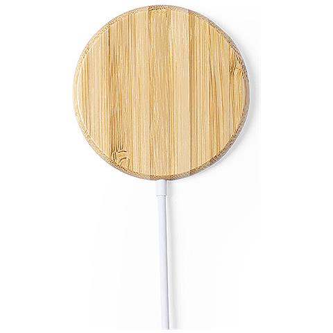 Caricabatterie Wireless Da 10 W. Bambù Naturale Magnetico A Ricarica Rapida 6,9x0,9x6,9 Cm. Colore Del Legno - Foto 1