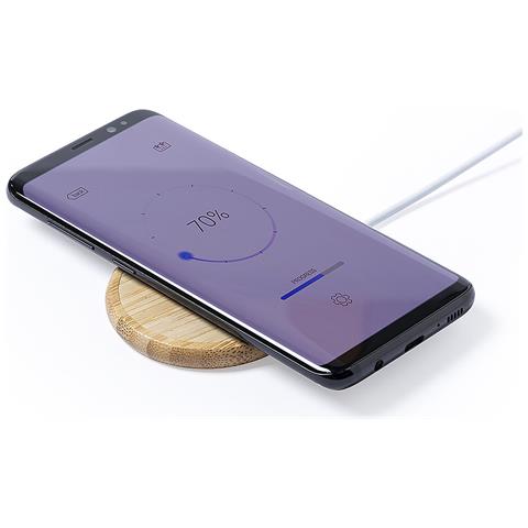 Caricabatterie Wireless Da 10 W. Bambù Naturale Magnetico A Ricarica Rapida 6,9x0,9x6,9 Cm. Colore Del Legno - Foto 7