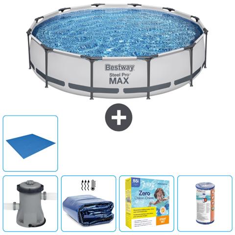 Piscina Fuori Terra - In Giro - 366x76 Cm - Grigio - Include Accessori Coordinati Cb16 - Foto 1