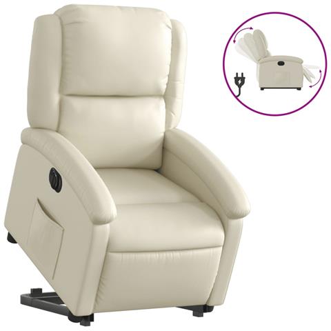 Lusso Casadino - Poltrona Alzapersona Reclinabile Crema In Similpelle - Foto 1