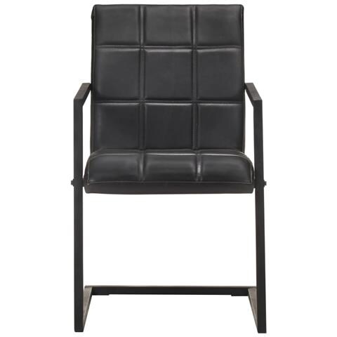 Lusso Casadino - Sedie Da Pranzo A Sbalzo 2 Pz Nere In Vera Pelle - Foto 1