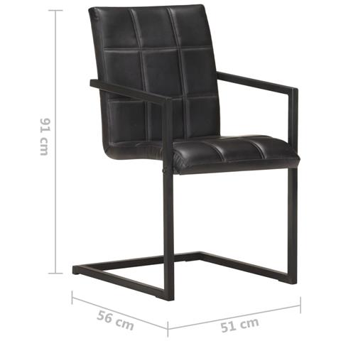 Lusso Casadino - Sedie Da Pranzo A Sbalzo 2 Pz Nere In Vera Pelle - Foto 6