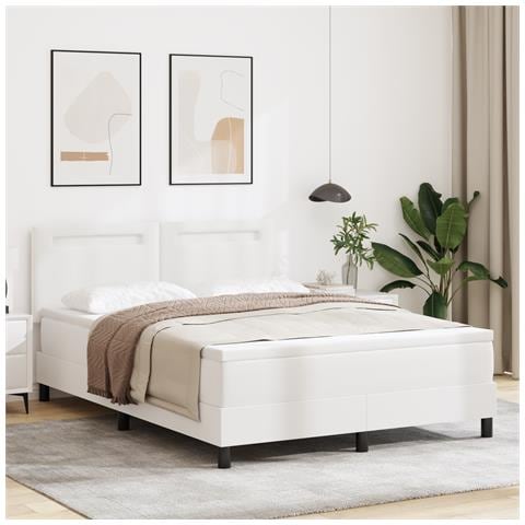 Letto con rete a doghe e materasso Bianco 140x200 cm - Foto 2