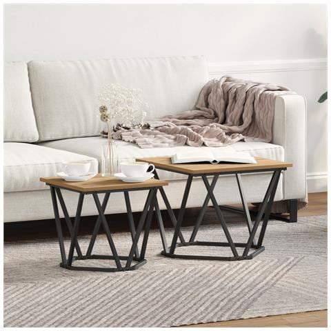 Tavolini 2 pezzi in legno ingegnerizzato rovere - Foto 2