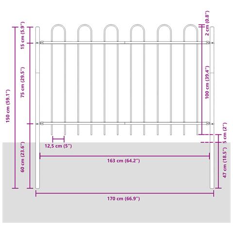 Recinzione per Giardino BOXTEL 4 pz 6,8 x 1 m Grigio - Foto 7