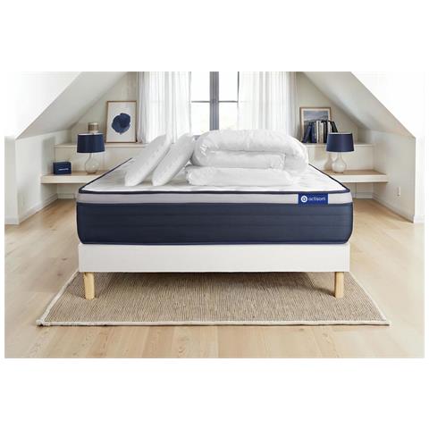 Pacchetto Letto Completo - Materasso 140x190cm + Box Spring Con Doghe (kit) + 2 Cuscini + Piumino - Actiflex Max - Foto 1