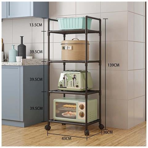 Scaffale Da Cucina A 4 Ripiani - Pratico E Mobile Per Una Cucina Organizzata - Foto 2