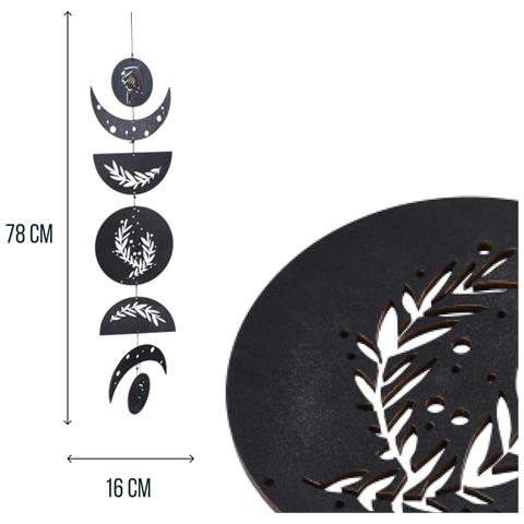Ghirlanda Pendente Fasi Ciclo Lunare Boho Decorazione Da Parete In Legno Nera - Foto 2