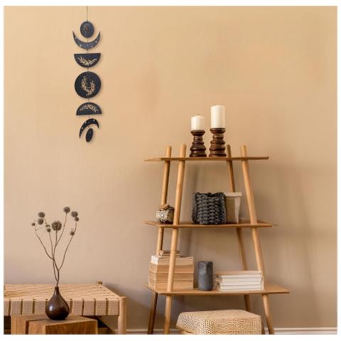 Ghirlanda Pendente Fasi Ciclo Lunare Boho Decorazione Da Parete In Legno Nera - Foto 4