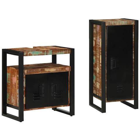 Set di mobili per il bagno 2 pcs Legno massello riciclato - Foto 2