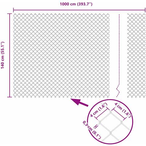 Recinzione a rete metallica Verde 10 x 1.4 m Acciaio - Foto 8