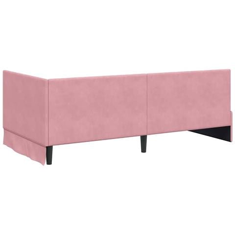 Cornice del letto ad angolo Rosa 100 x 200 cm Velluto - Foto 9