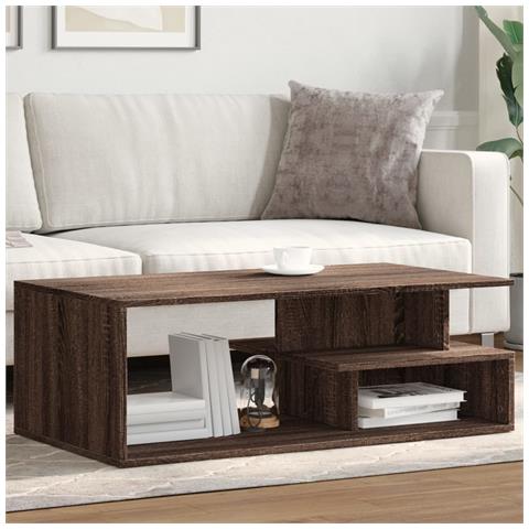 Tavolino Salotto Rovere Marrone 102x55x35 cm Legno Multistrato - Foto 2