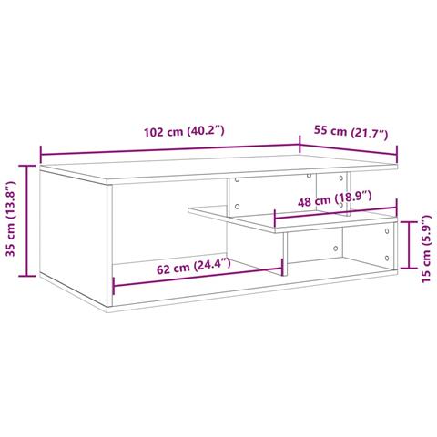 Tavolino Salotto Rovere Marrone 102x55x35 cm Legno Multistrato - Foto 9