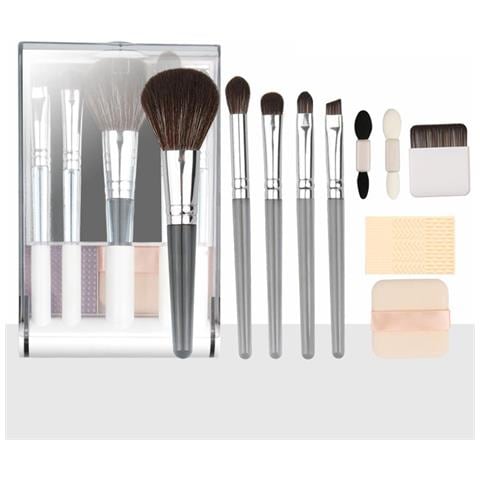 Set Di Pennelli Trucco Multifunzionale Portatile - Scatola Cosmetica Bianca - Foto 1