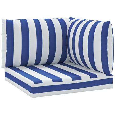 Cuscini per Pallet 3 pz Strisce Blu e Bianche Tessuto Oxford - Foto 1