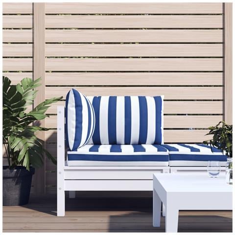 Cuscini per Pallet 3 pz Strisce Blu e Bianche Tessuto Oxford - Foto 2