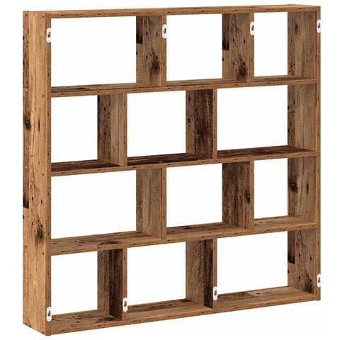 Mensola a Muro a Cubo 12 Scomparti in Truciolato Legno Antico - Foto 1